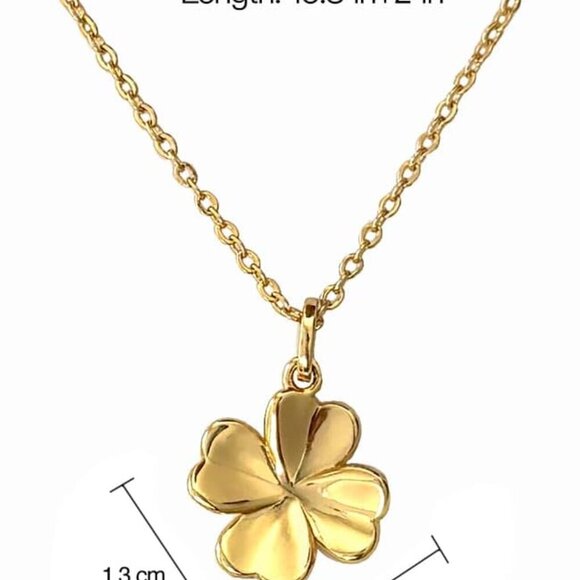 Four Leaf Clover Pendant Necklace for Women, 14K Gold Plated heart clover Neckla - Picture 2 of 9
